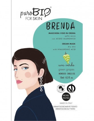 Masca crema ten uscat BRENDA struguri verzi, 10ml - PuroBio