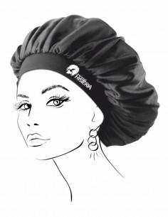 Boneta din satin negru par cret, ondulat - Natural Hysteria 2
