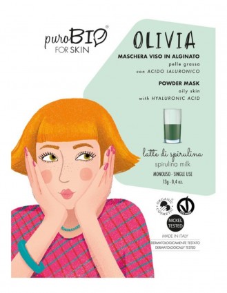 Masca peel-off ten gras OLIVIA spirulina, 13gr - PuroBio