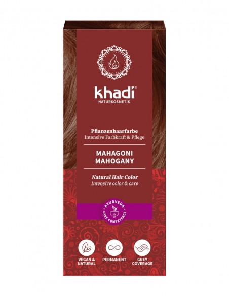 Henna, vopsea de par fara amoniac Rosu Mahon, 100gr – Khadi