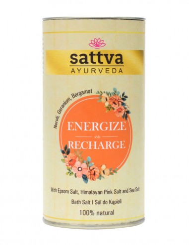 Sare de baie cu sare epsom, sare de mare, sare de Himalaya Energize & Recharge, 300gr - Sattva