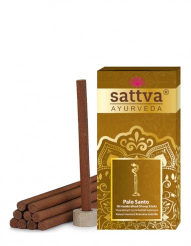 Betisoare parfumate Dhoop Palo Santo cu suport, 10buc – Sattva Ayurveda