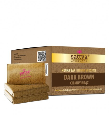 Vopsea henna Saten Inchis cu unt de shea si uleiuri, 3x80gr – Sattva Ayurveda