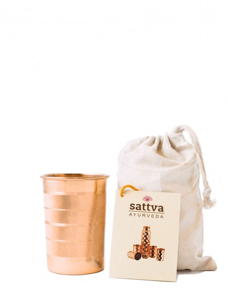Pahar din cupru cu capac Stripe, 350ml – Sattva Ayurveda