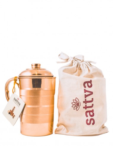 Set din cupru Stripe, carafa si 2 pahare – Sattva Ayurveda