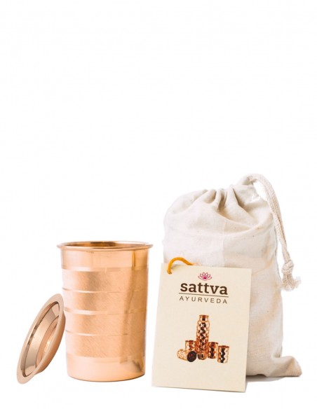 Set din cupru Stripe, carafa si 2 pahare – Sattva Ayurveda