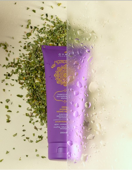 Masca de par crema purificatoare cu neem si acid hialuronic, 200ml – Hyalurvedic Gyada