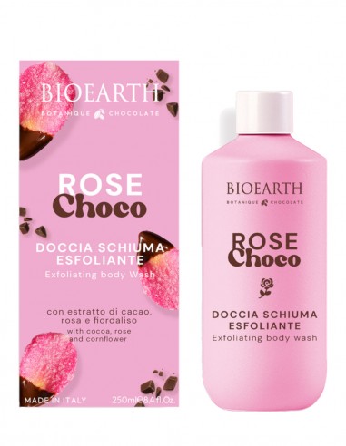 Gel de dus exfoliant Rose Choco, ciocolata si trandafir, Bioearth, 250ml