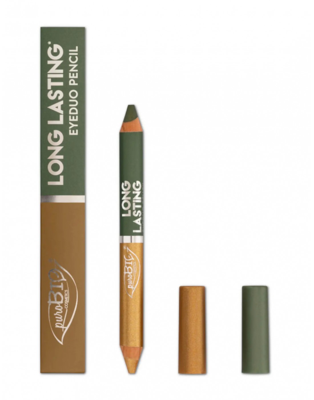 Creion fard ochi EyeDUO, 102L Verde Muschi-Auriu, Long Lasting PuroBIO