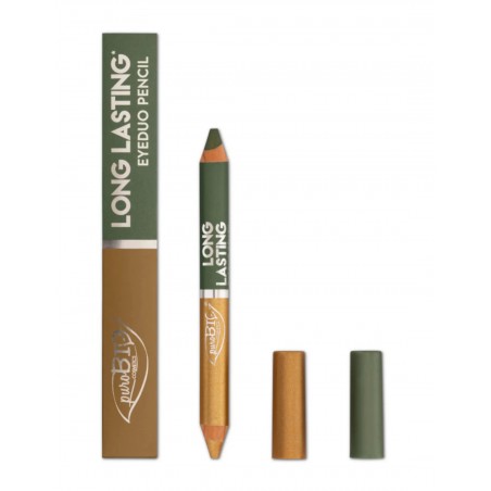 Creion fard ochi EyeDUO, 102L Verde Muschi-Auriu, Long Lasting PuroBIO