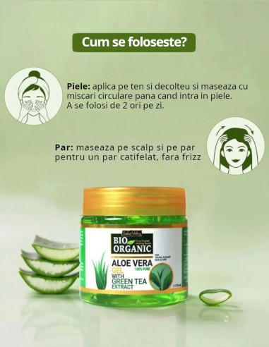 Gel de aloe vera cu ceai verde Indus Valley, 175g