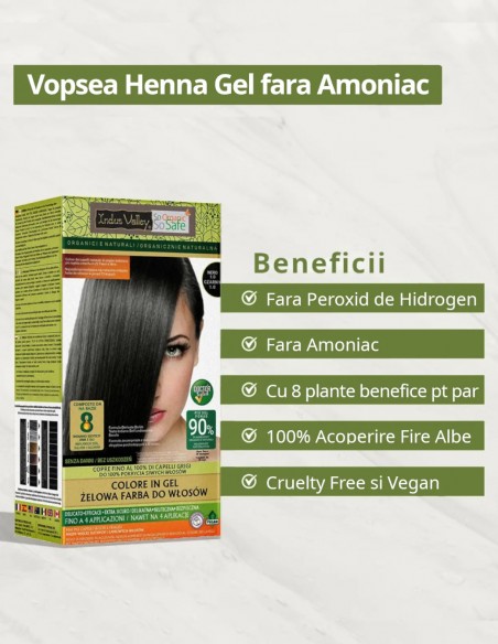 Vopsea henna gel fara amoniac Negru 1.0 Indus Valley