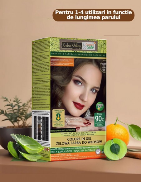 Vopsea henna gel fara amoniac Saten Deschis 5.0 Indus Valley