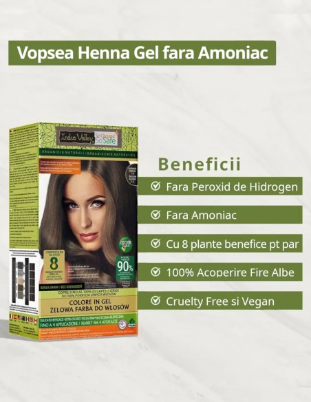 Vopsea henna gel fara amoniac Blond Mediu 7.0 Indus Valley