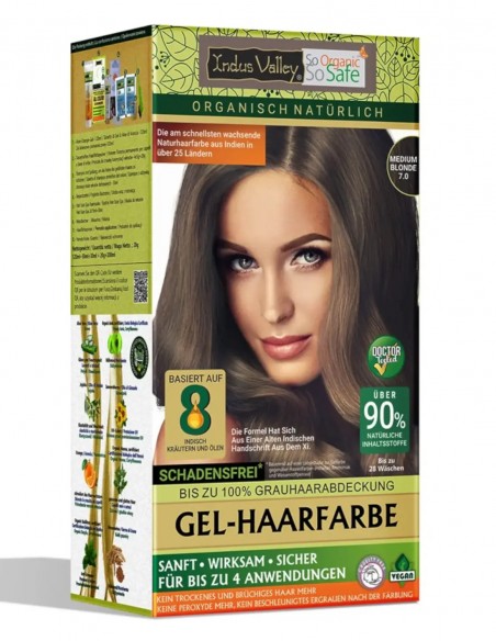 Vopsea henna gel fara amoniac Blond Mediu 7.0 Indus Valley