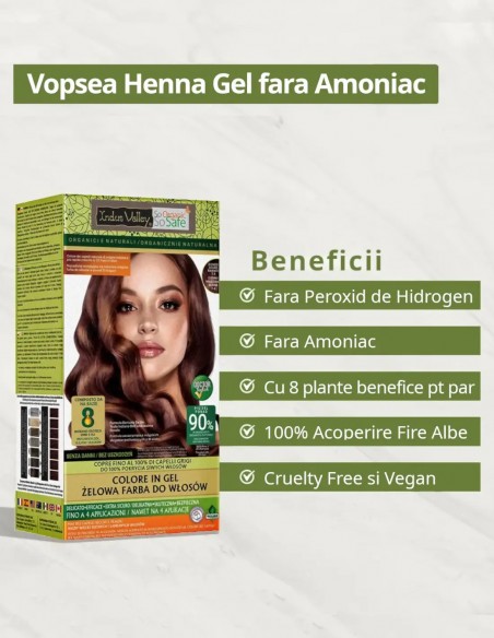 Vopsea henna gel fara amoniac Blond Inchis Aramiu 7.40 Indus Valley