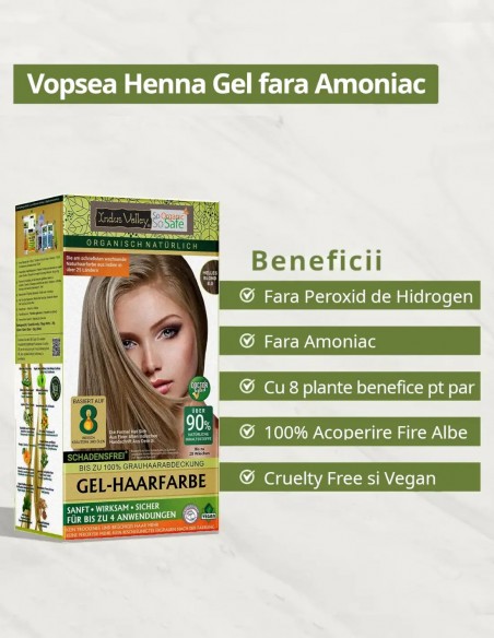 Vopsea henna gel fara amoniac Blond Deschis 8.0 Indus Valley