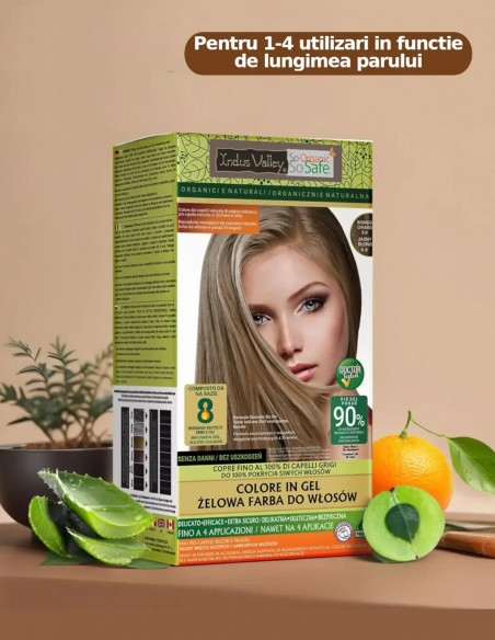 Vopsea henna gel fara amoniac Blond Deschis 8.0 Indus Valley