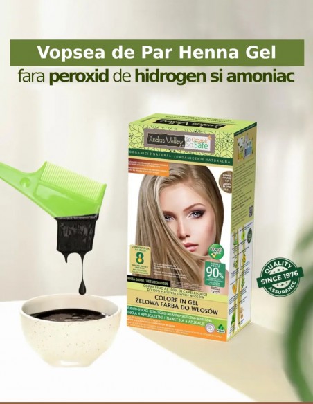 Vopsea henna gel fara amoniac Blond Deschis 8.0 Indus Valley