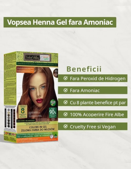 Vopsea henna gel fara amoniac Blond Mediu Aramiu 8.40 Indus Valley