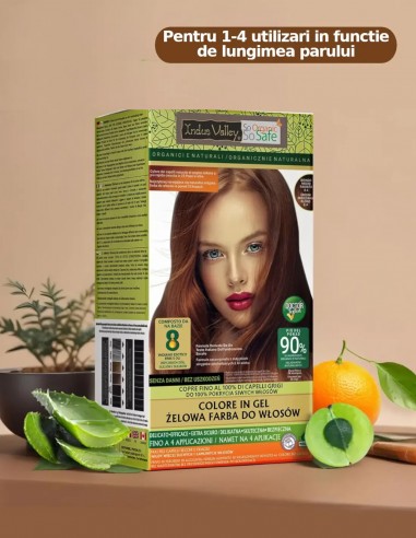 Vopsea henna gel fara amoniac Blond Mediu Aramiu 8.40 Indus Valley