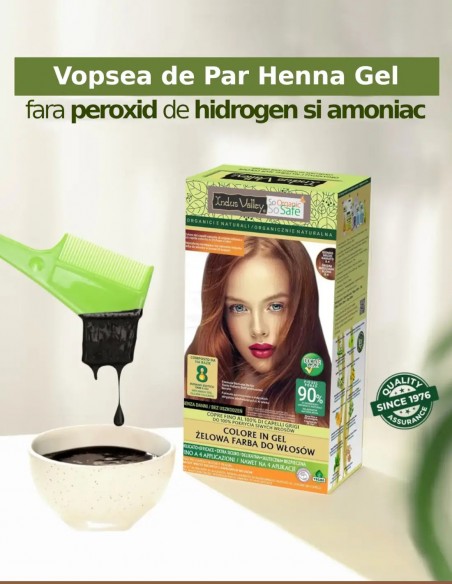 Vopsea henna gel fara amoniac Blond Mediu Aramiu 8.40 Indus Valley