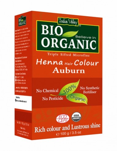 Vopsea Henna Auburn Bio Organic Indus Valley, 100gr