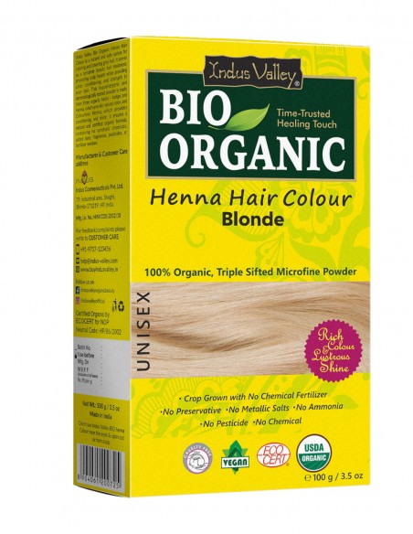 Vopsea Henna Blond Bio Organic Indus Valley, 100gr