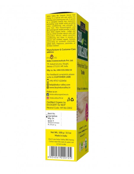 Vopsea Henna Blond Bio Organic Indus Valley, 100gr
