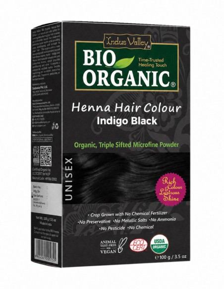 Vopsea Henna Negru Indigo Bio Organic Indus Valley, 100gr