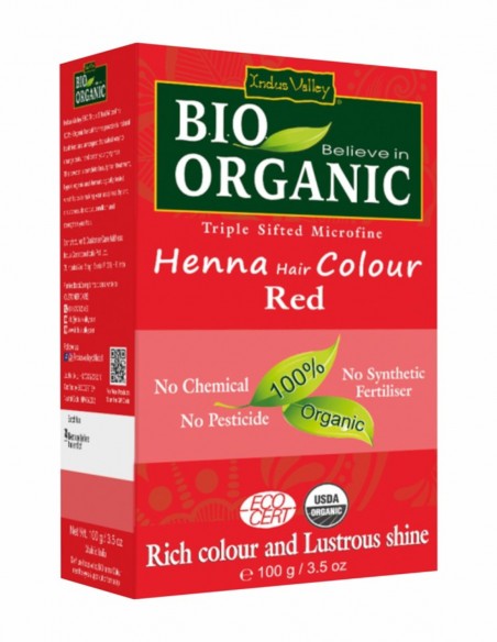 Vopsea Henna Rosu Bio Organic Indus Valley, 100gr