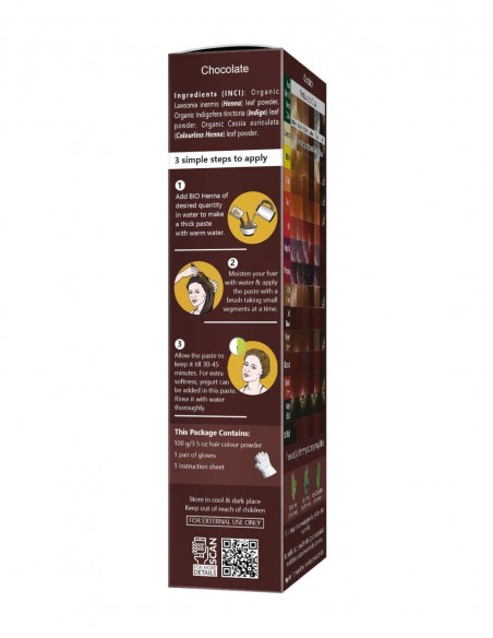Vopsea Henna Saten Ciocolatiu Bio Organic Indus Valley, 100gr