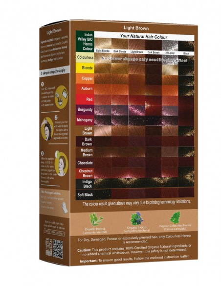 Vopsea Henna Saten Deschis Bio Organic Indus Valley, 100gr