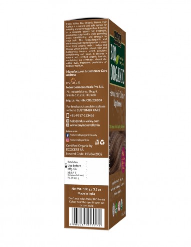 Vopsea Henna Saten Deschis Bio Organic Indus Valley, 100gr