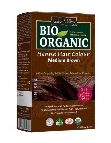 Vopsea Henna Saten Mediu Bio Organic Indus Valley, 100gr