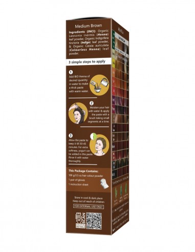 Vopsea Henna Saten Mediu Bio Organic Indus Valley, 100gr