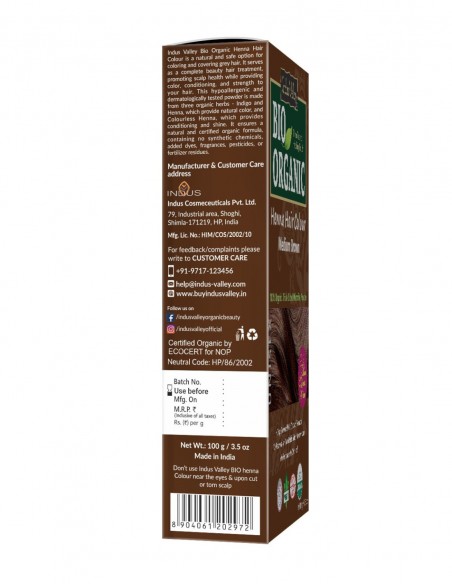 Vopsea Henna Saten Mediu Bio Organic Indus Valley, 100gr