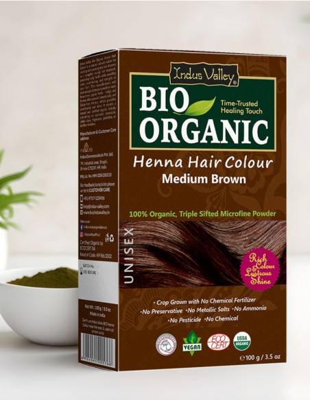 Vopsea Henna Saten Mediu Bio Organic Indus Valley, 100gr
