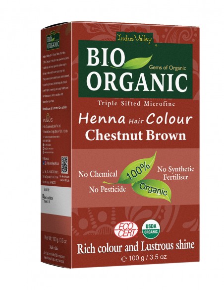Vopsea Henna Saten Castana Bio Organic Indus Valley, 100gr