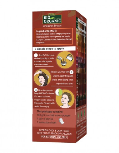 Vopsea Henna Saten Castana Bio Organic Indus Valley, 100gr