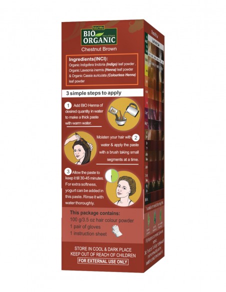 Vopsea Henna Saten Castana Bio Organic Indus Valley, 100gr