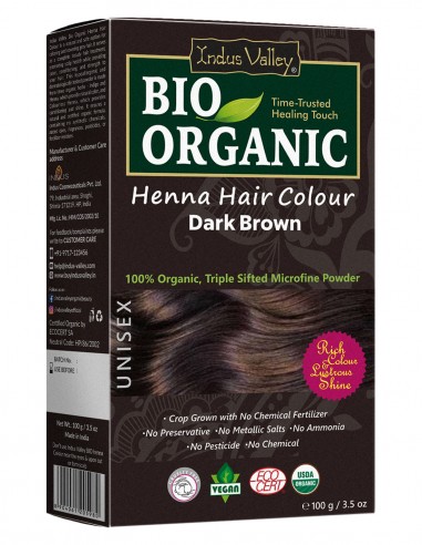 Vopsea Henna Saten Inchis Bio Organic Indus Valley, 100gr