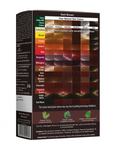 Vopsea Henna Saten Inchis Bio Organic Indus Valley, 100gr