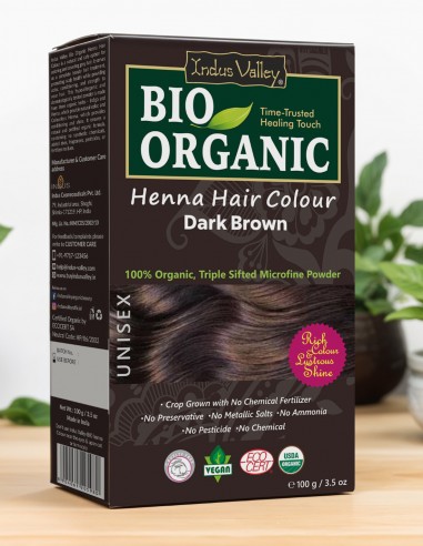 Vopsea Henna Saten Inchis Bio Organic Indus Valley, 100gr