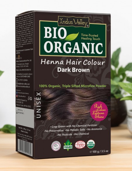 Vopsea Henna Saten Inchis Bio Organic Indus Valley, 100gr